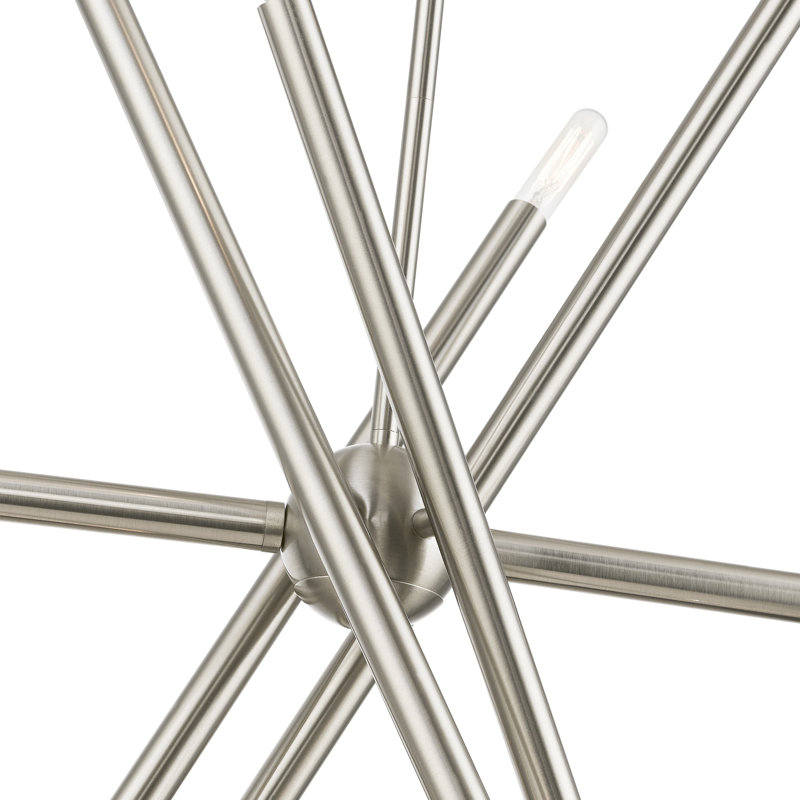 Lustre linéaire spoutnik moderne à 10 lumières Asherah, Nickel brossé