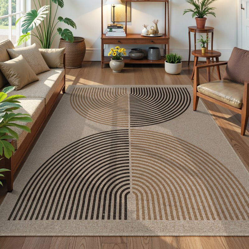 Modern Rainbow Outdoor Easy Jute Rug Area Rugs Living Room Patio Rug Farmhouse Indoor Carpet, Rectangle 6' x 9'