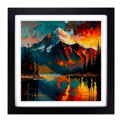Mountain Palette Knife Painting - Framed Print