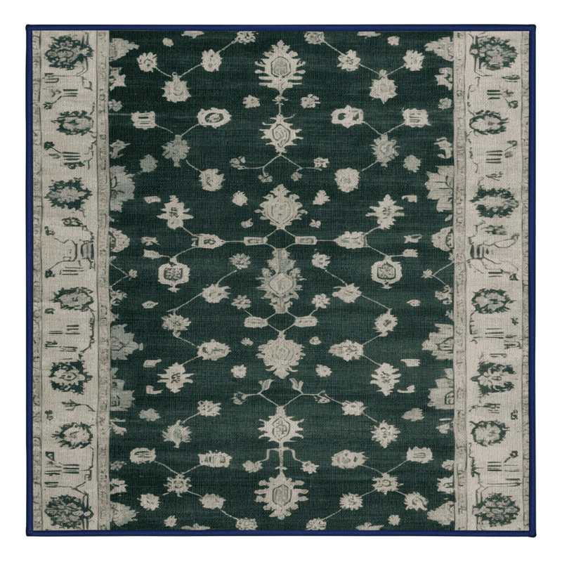 Machine Washable Overdyed Blue Area Rug, Square 7'