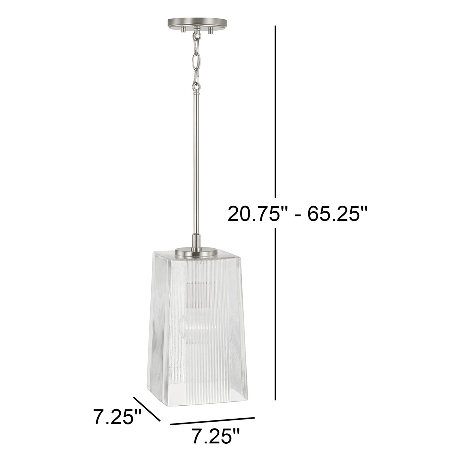 Kayda Single Light Glass Dimmable Pendant, Silver