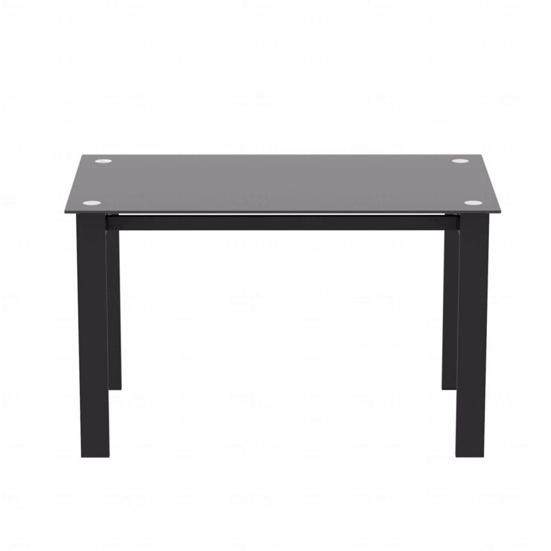 Modern Tempered Glass Black Dining Table, Simple Rectangular Dining Table Metal Table Legs