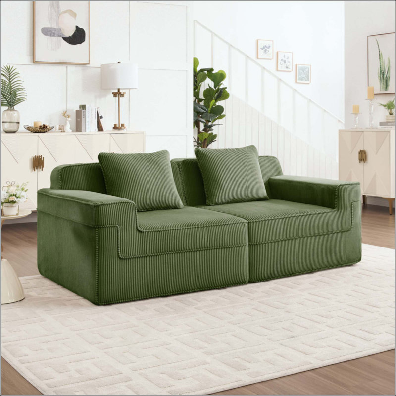 Canapé modulaire à 2 places sans siège, canapé modulaire Cloud avec assise profonde et canapé modulaire moderne à 2 places avec coussins décoratifs