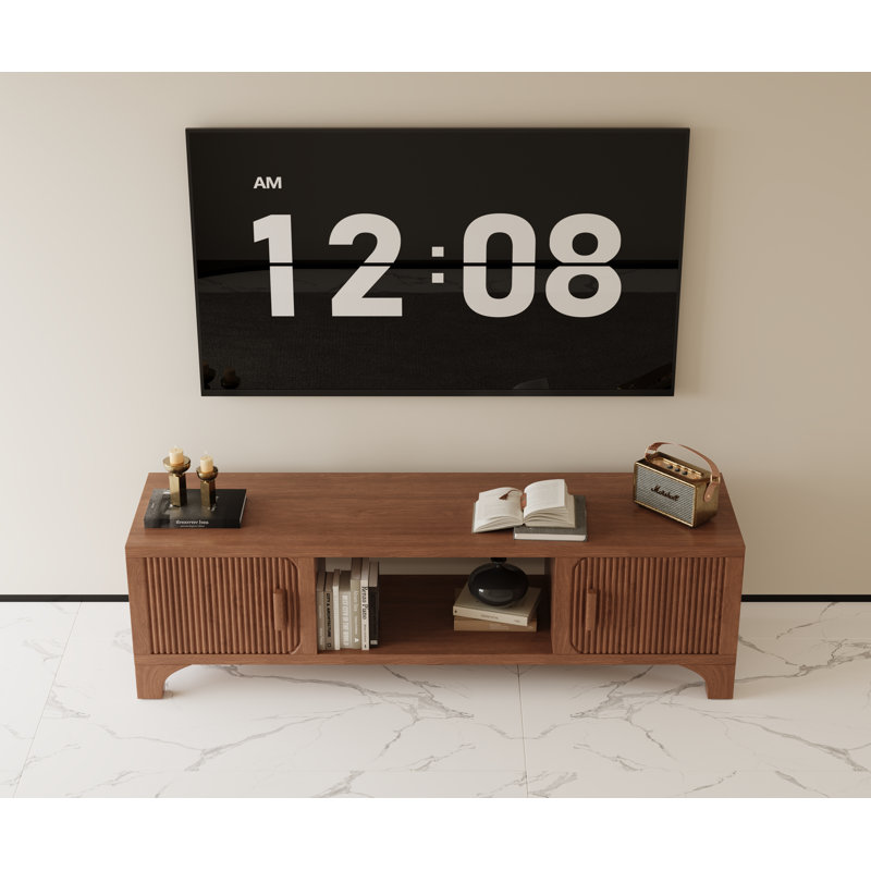 Modern 58.3"W Walnut TV Stand for living room
