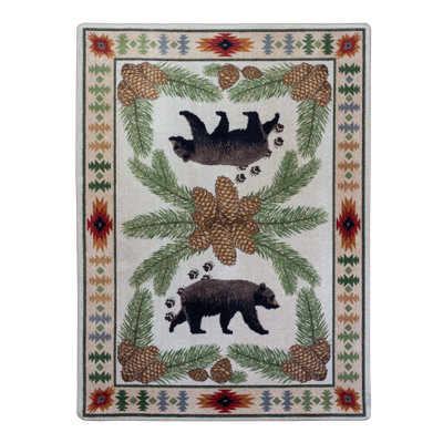 Tapis beige/vert électrique métier Elvis