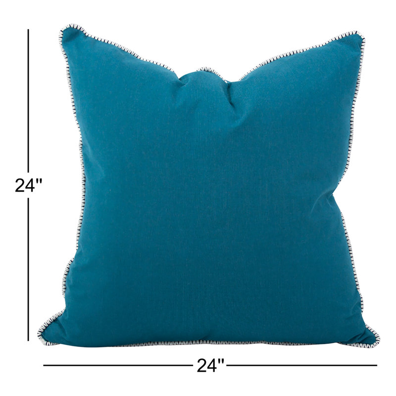 Delijah Square Indoor/Outdoor Pillow Cover & Insert, Seascape Turquoise, 24" x 24"