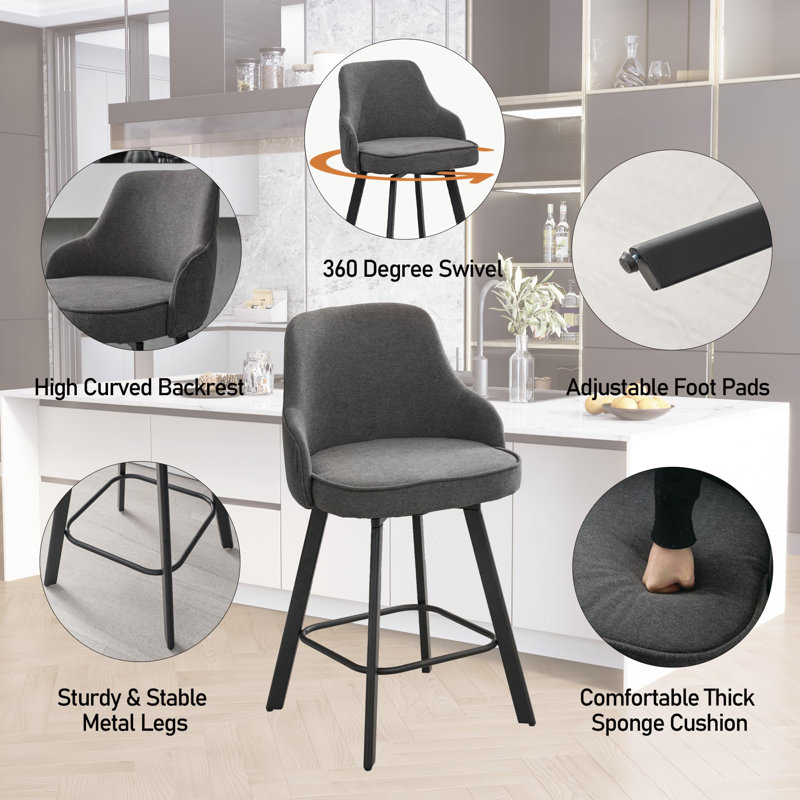 Bar Stools Set of 2/3/4, 26/30" Swivel High Back Stools