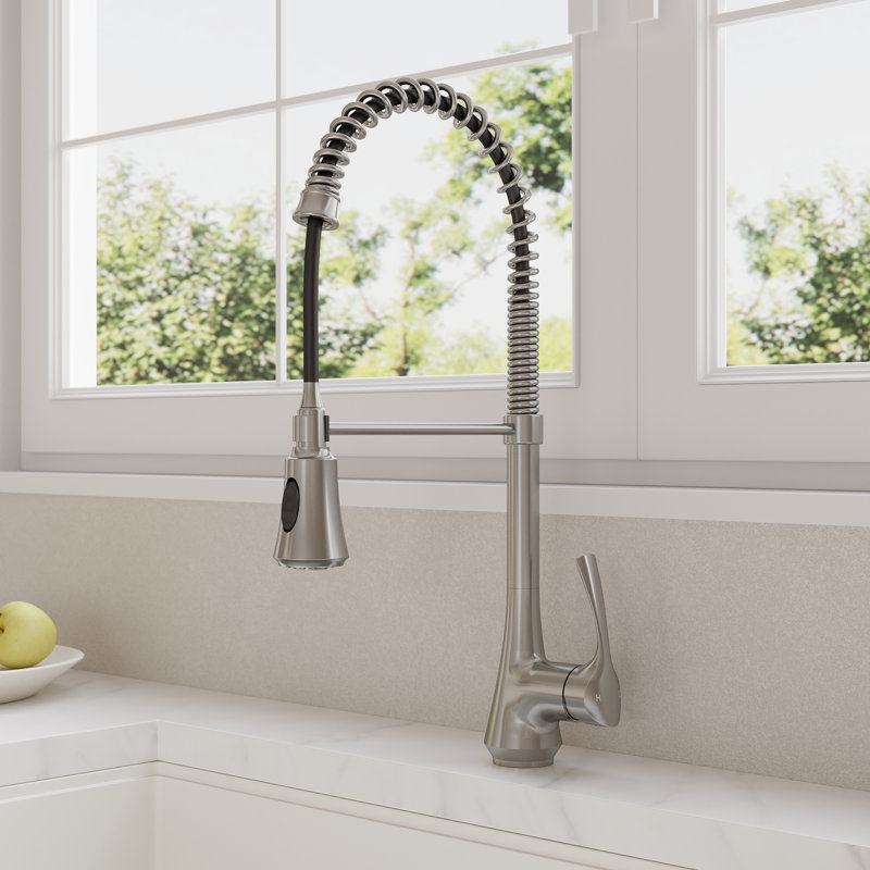 Commercial-Style 2-Function Pull-Down Single-Handle Kitchen Faucet, Stainless Steel