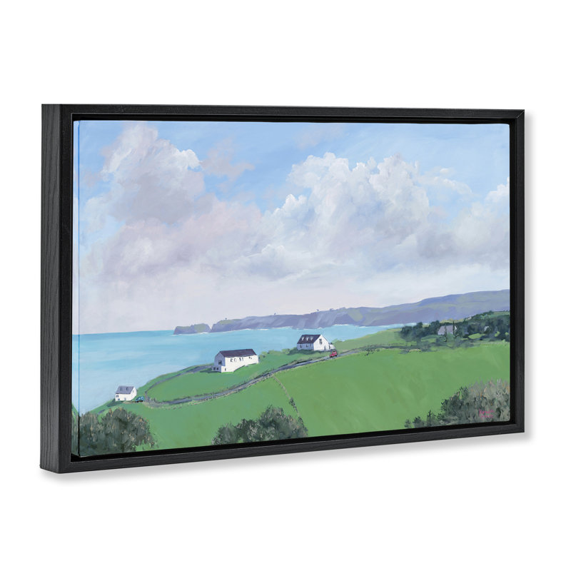 Toile flottante encadrée "Coastal Farm House" par Meredith Howse, Cadre flottant noir de jais, H 21 po x l 31 po