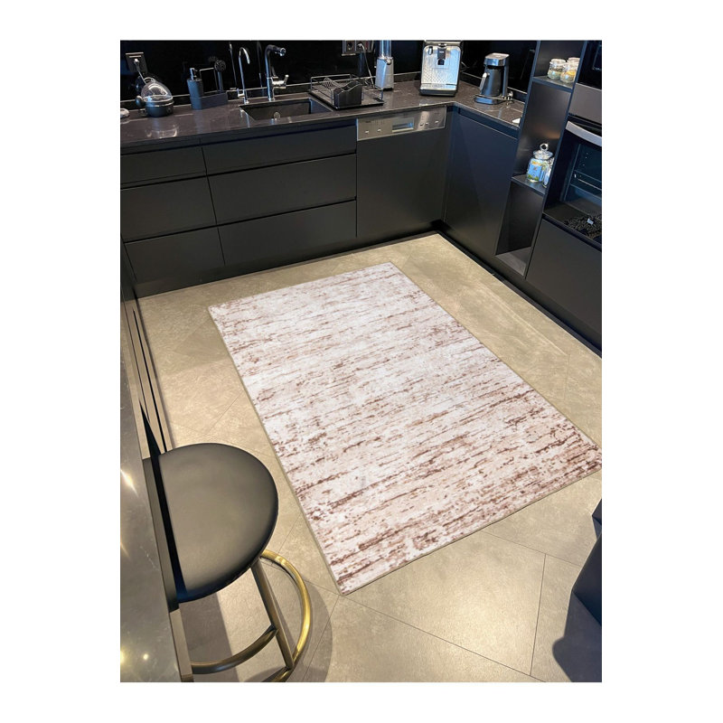 Tapis décoratif lavable traditionnel à motif bouffi, Sous-tapis rectangulaire 2 pi 4 po x 3 pi 11 po
