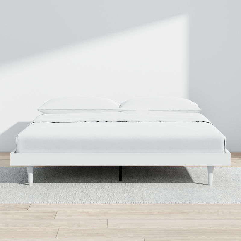 Wojcik Modern Wooden Bed Frame, White, King
