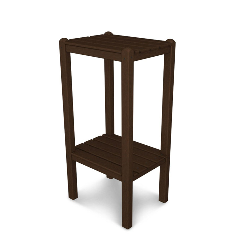 POLYWOOD Two Shelf Bar Side Table, Mahogany