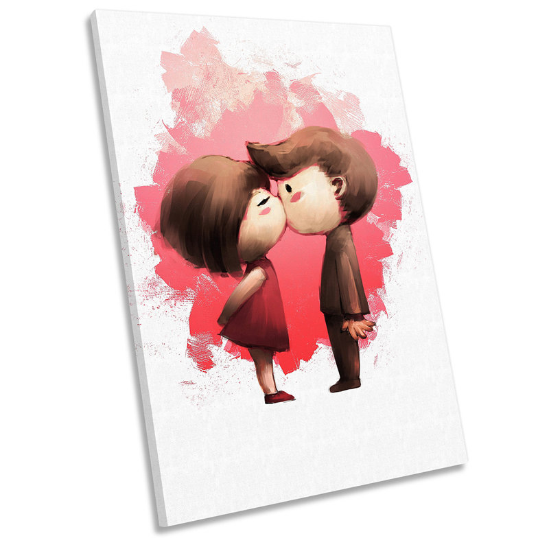 X7835 Love Heart Kiss Red Valentines - Wrapped Canvas Painting, 91.4cm H x 61cm W x 4cm D