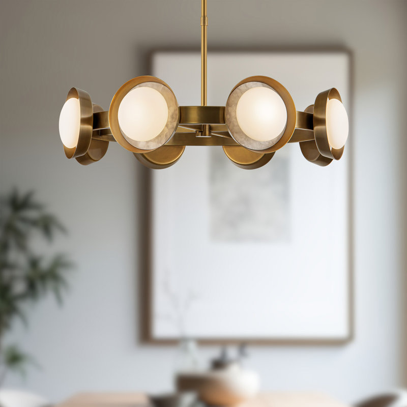 Alonso 8 - Light LED Chandelier, Vintage Brass