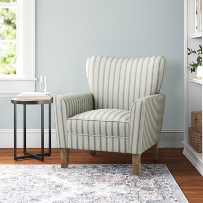 Arching 31" W Polyester Armchair with Solid Wood Legs