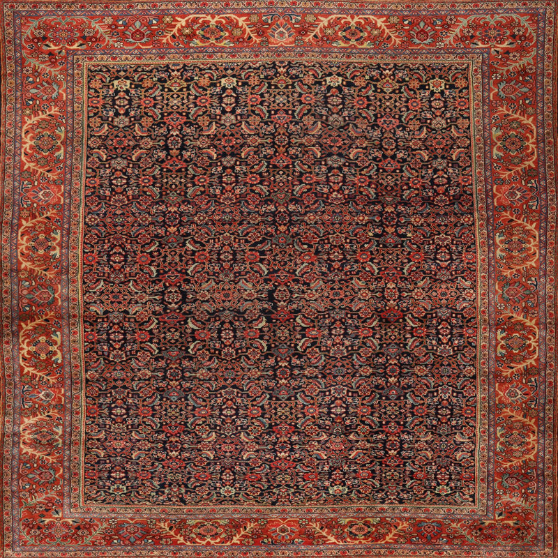 Tapis oriental rouge / brun / orange Hermione, Rond 8 pi
