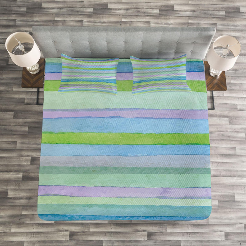 Farmhouse / Country Polyester Striped Coverlet, Queen Coverlet + 2 Shams