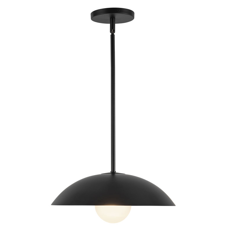 Umbra 14-in Black Pendant, Matte Black/White