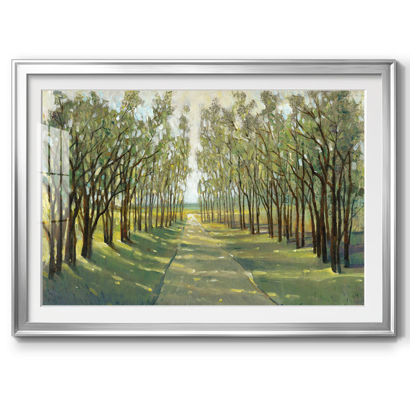 Forest Path encadré sur papier, Argent, H 30 po x l 44 po x P 1,5 po