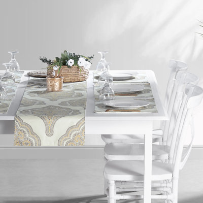 Wankowski 7 Piece Printed Cotton Table Runner and Placemats for Dining Room Set