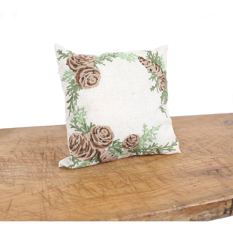 Embroidered Linen Throw Pillow