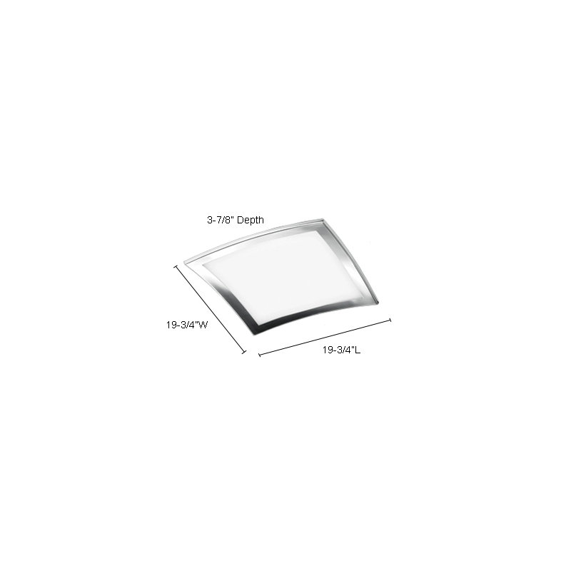 Plafonnier encastré carré à 4 lumières unique, H 3,88 po x l 19,75 po x P 19,75 po