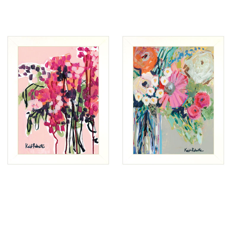 «Garden Flowers», ensemble de 2 pièces encadrées pour décor de salon, maison par Kait Roberts