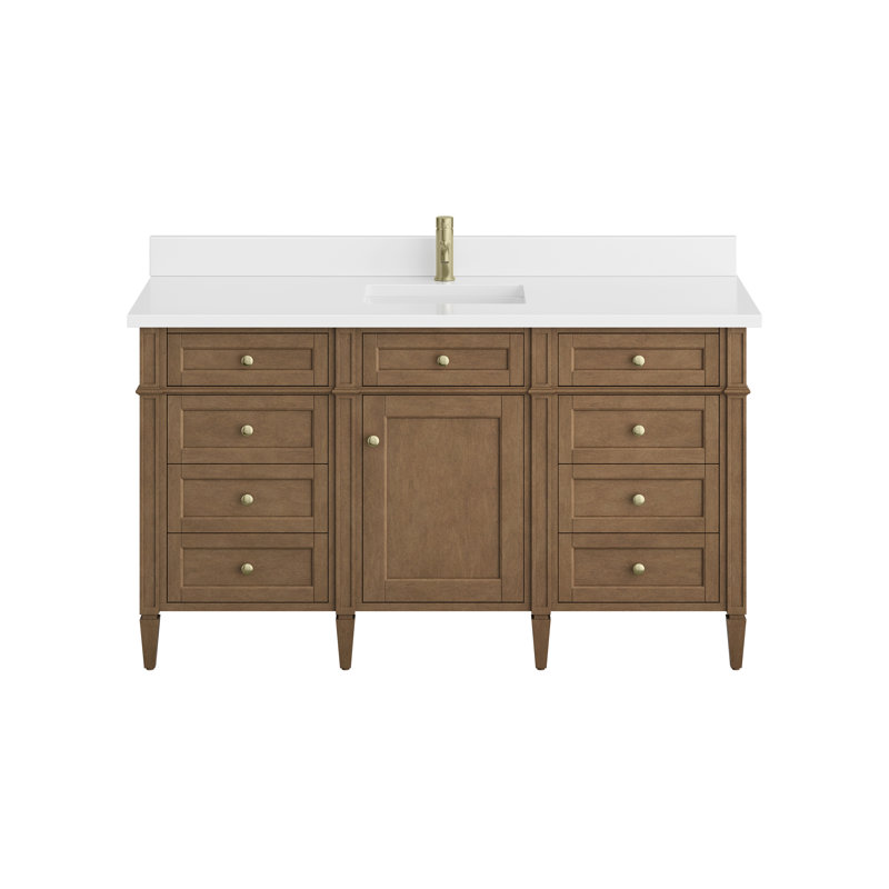 Meuble-lavabo simple 60 po Dussault, Gris urbain, Blanc Zeus, Trou unique