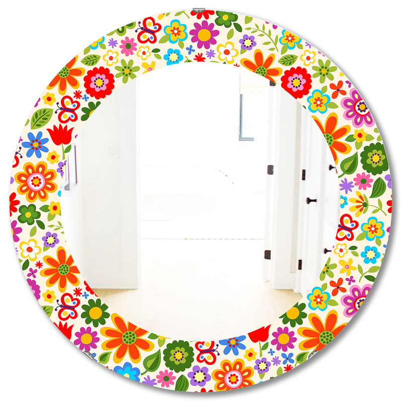 Miroir rétro éclectique, H 31,5 po x l 31,5 po x P 0,24 po