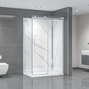 Ensemble de douche rectangulaire réversible encadré l 48 po x P 32 po x H 79,2 po Dreamwerks Bristol 