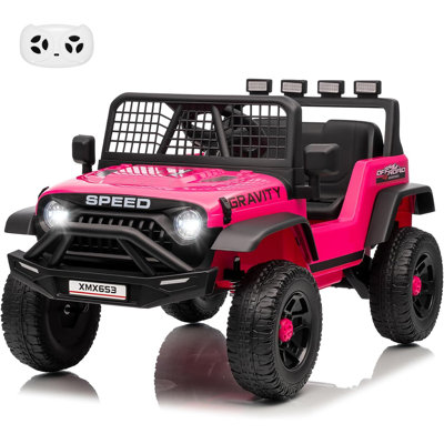 12V Kids Electric Ride On Truck with Remote Control Ride On Toy for Toddler Boys & Girls Bluetooth Music Player LED Lights