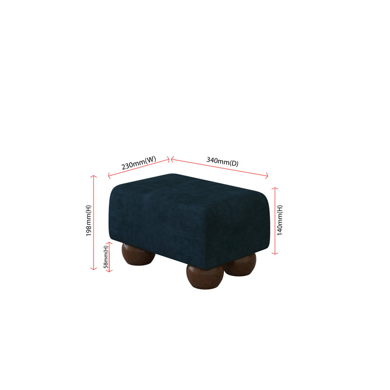 Manufactured Wood Accent Stool, Indigo Dark Blue, Natural, Velvet