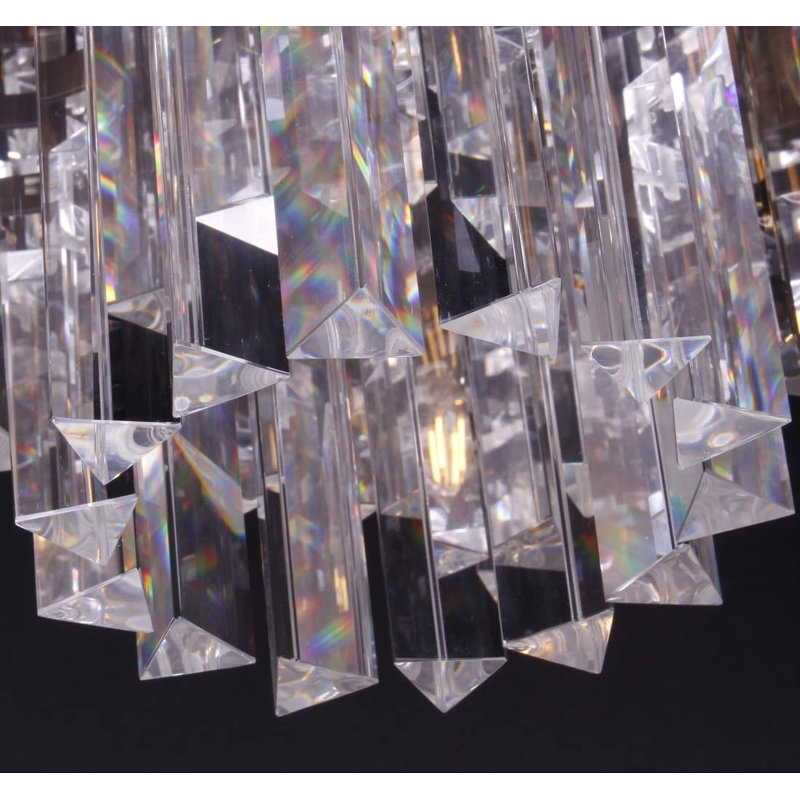 Luminaire suspendu tambour 5 lumières unique Ferris, Encadrement en nickel poli