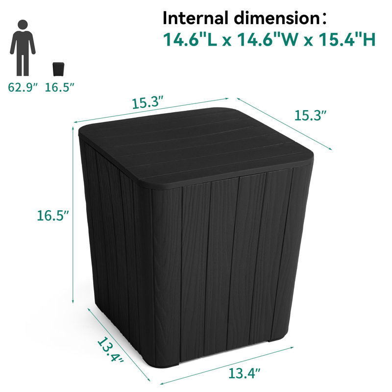 Table d'appoint d'extérieur 11,5 gallons, H 16,5 po x l 15,3 po x P 15,3 po