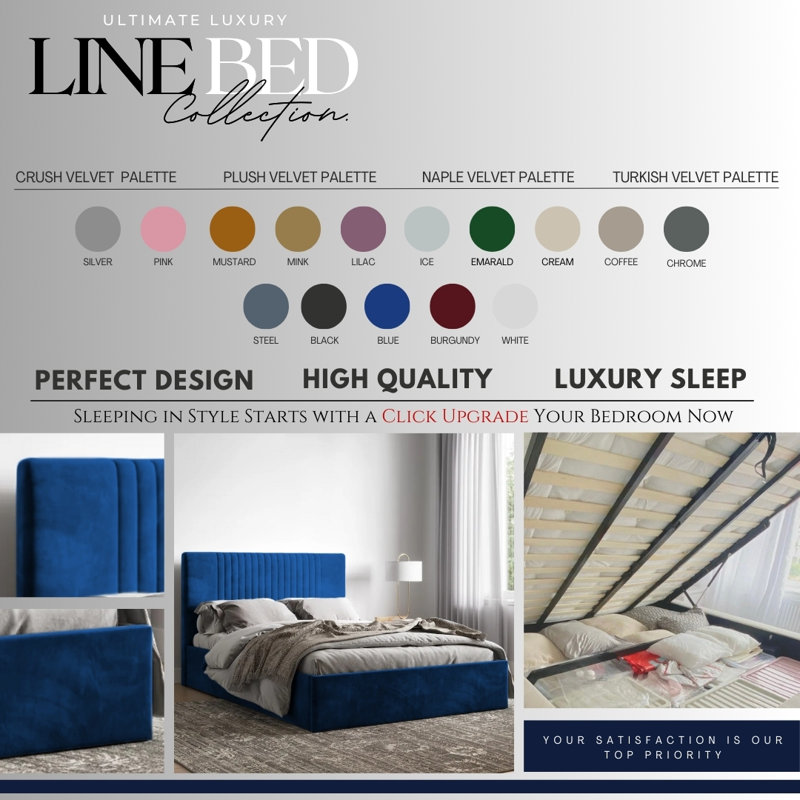 Upholstered Ottman Storage Bed Frame, Double (4'6), Blue
