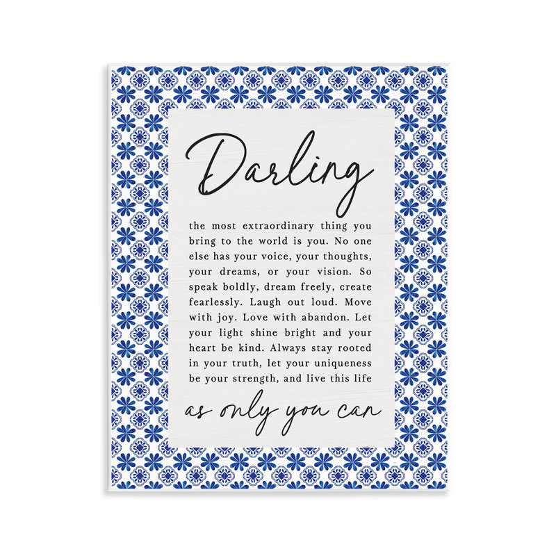 «Darling Only You Can Inspiring», plaque murale par lettrée et doublée