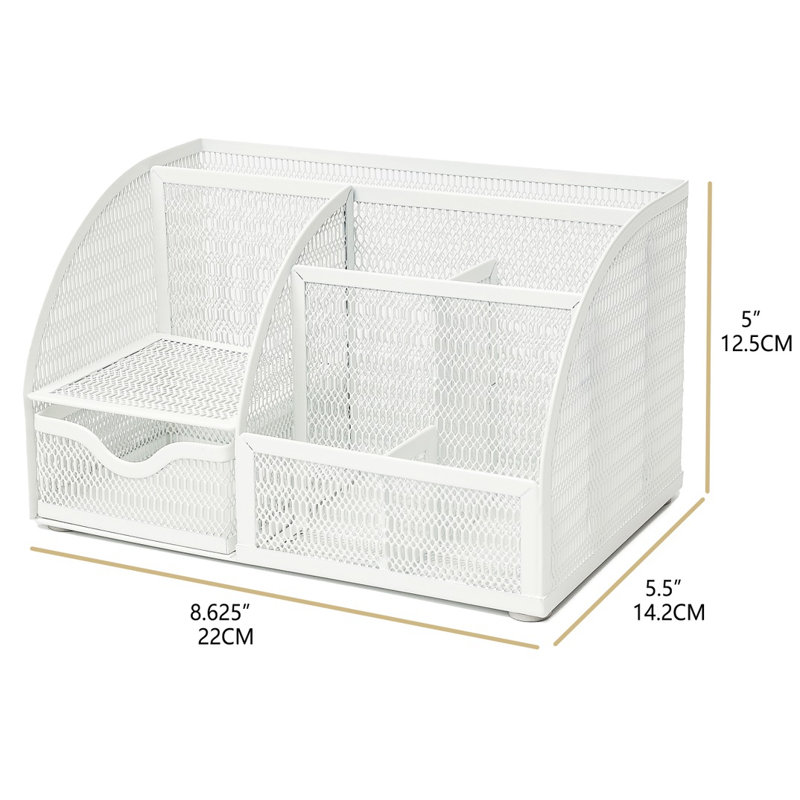 Kyreece Mesh Desk Organizer, White