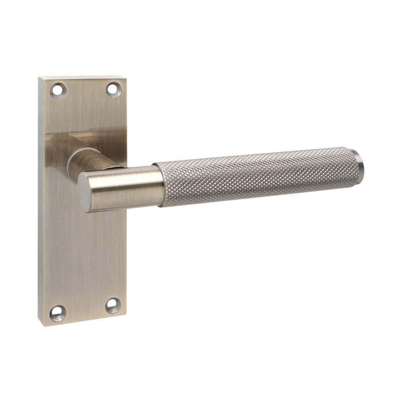 Golden Grace 6 Pair Victorian T-Bar Knurled Door Handle Antique Brass Finish with Ball Bearing Hinges and Latches - 120 x 40mm