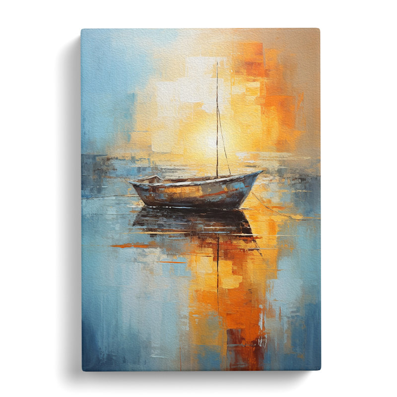 Boat On A Lake Abstract No.2 - Wrapped Canvas, 60cm H x 40cm W x 3cm D