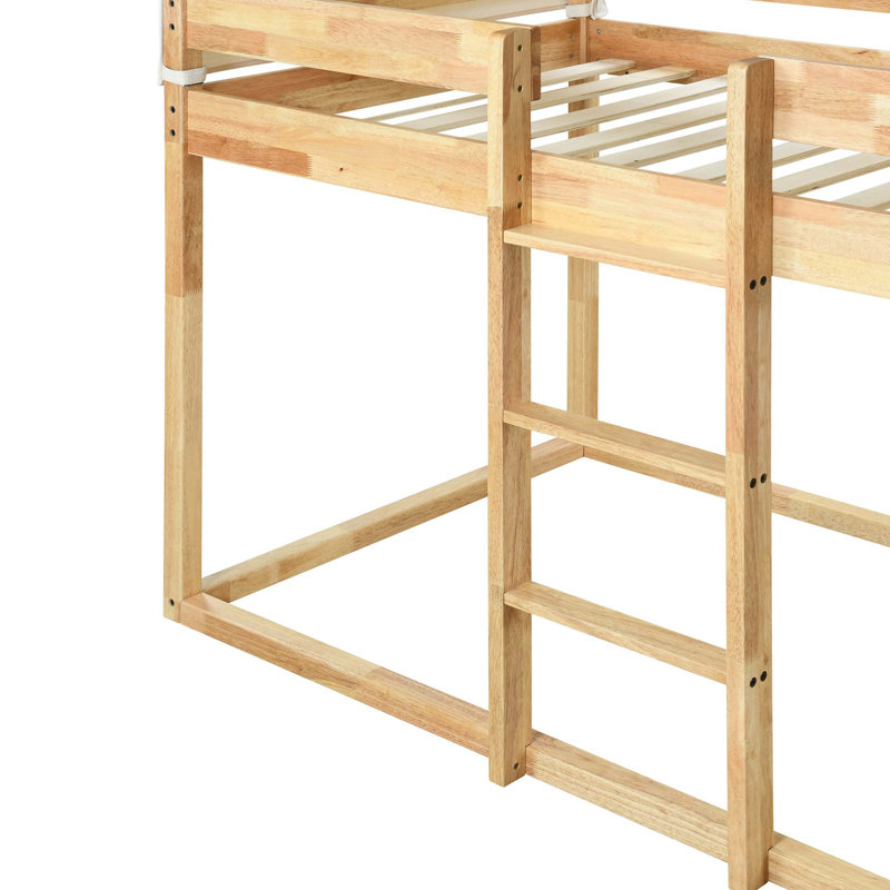 Lit superposé en bois avec tente, Naturel