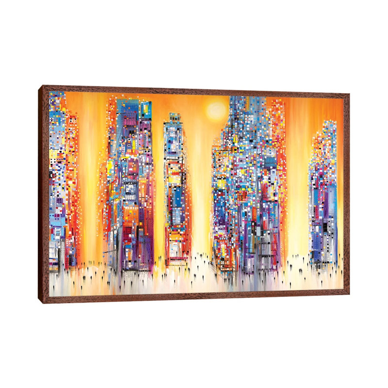Sunset by Ekaterina Ermilkina - Painting on Canvas, Classic Brown Wood Framed, 66.04 cm H x 45.72 cm W