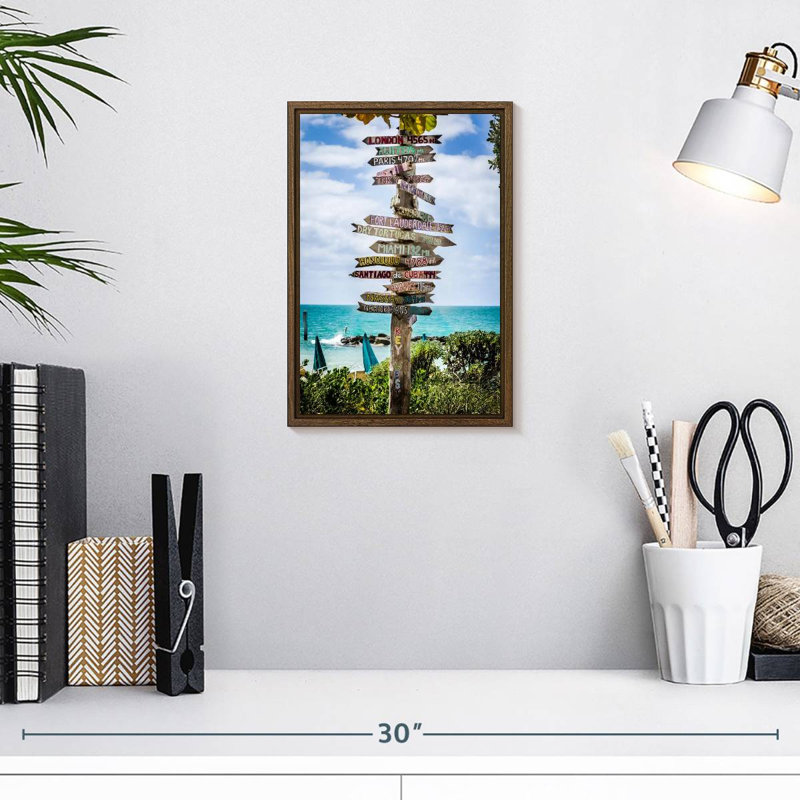 Panneaux de destination de Key West, 9" x 13", Floating Frame Walnut