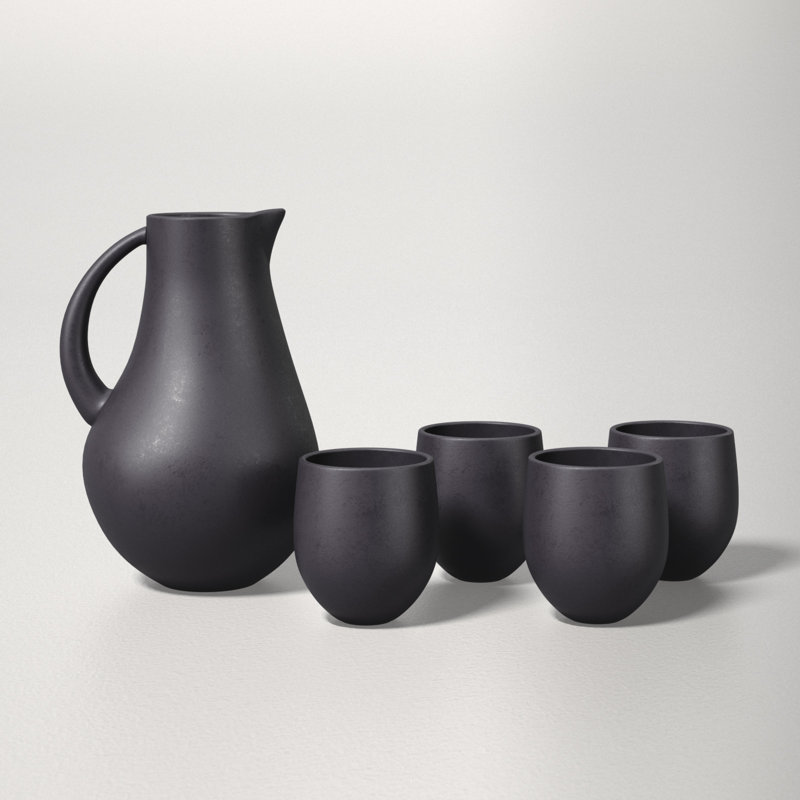 Borgen Goblet 5 Piece Pitcher Set, Basalt