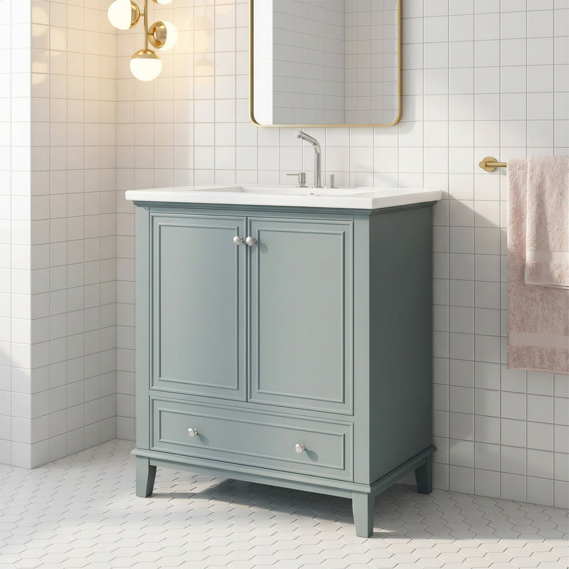Ensemble de meuble-lavabo simple 30 "avec lavabo, Vert