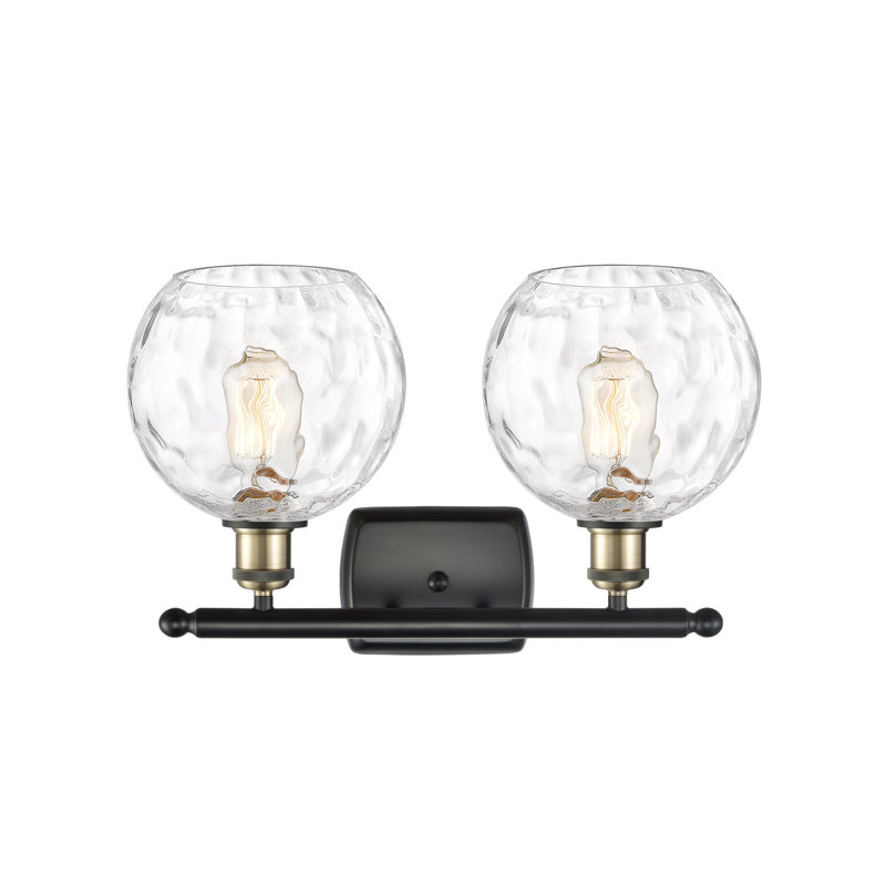 Éclairage pour meuble-lavabo en laiton antique à 2 lumières Cindi, Ampoule non incluse, Laiton antique noir