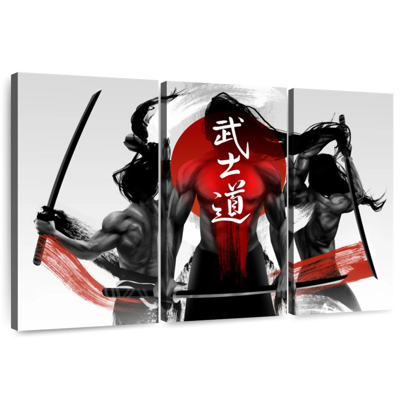 Leisha Three Samurais, 20" H x 33" W