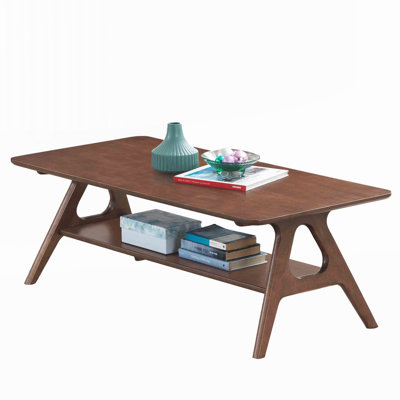 Mid-Century Modern Wood Shelf Coffee Table