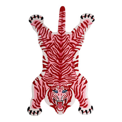 Exotic India Yoga Asana Floor Wool Mat Hand-Tufted Foldable Tiger Shaped Mat | Anti-Skid Grip Sweat-Absorbent Soft Rug'S For Dining Room & Home Décor