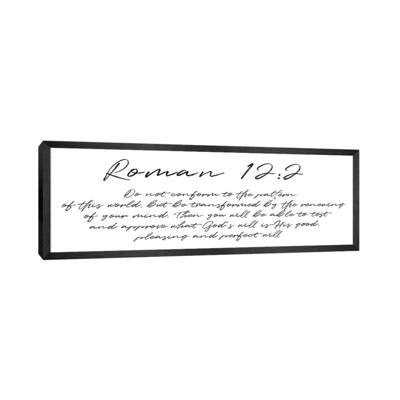 Script Roman by Mlli Villa - Panoramic Print on Canvas, 30.48cm H x 91.44cm W x 3.81cm D, Black Framed