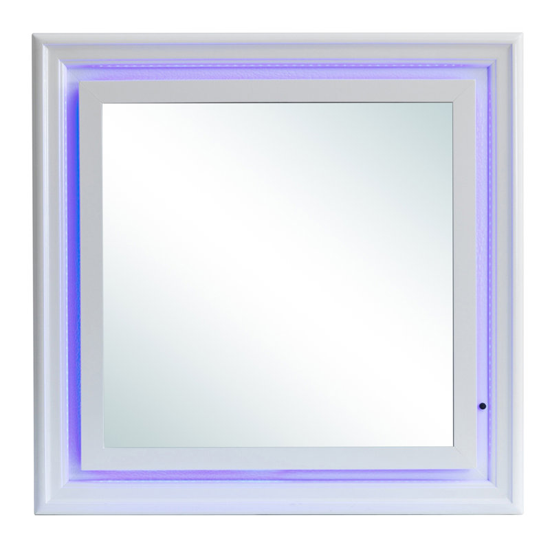 Miroir mural Lorana, Blanc / mauve